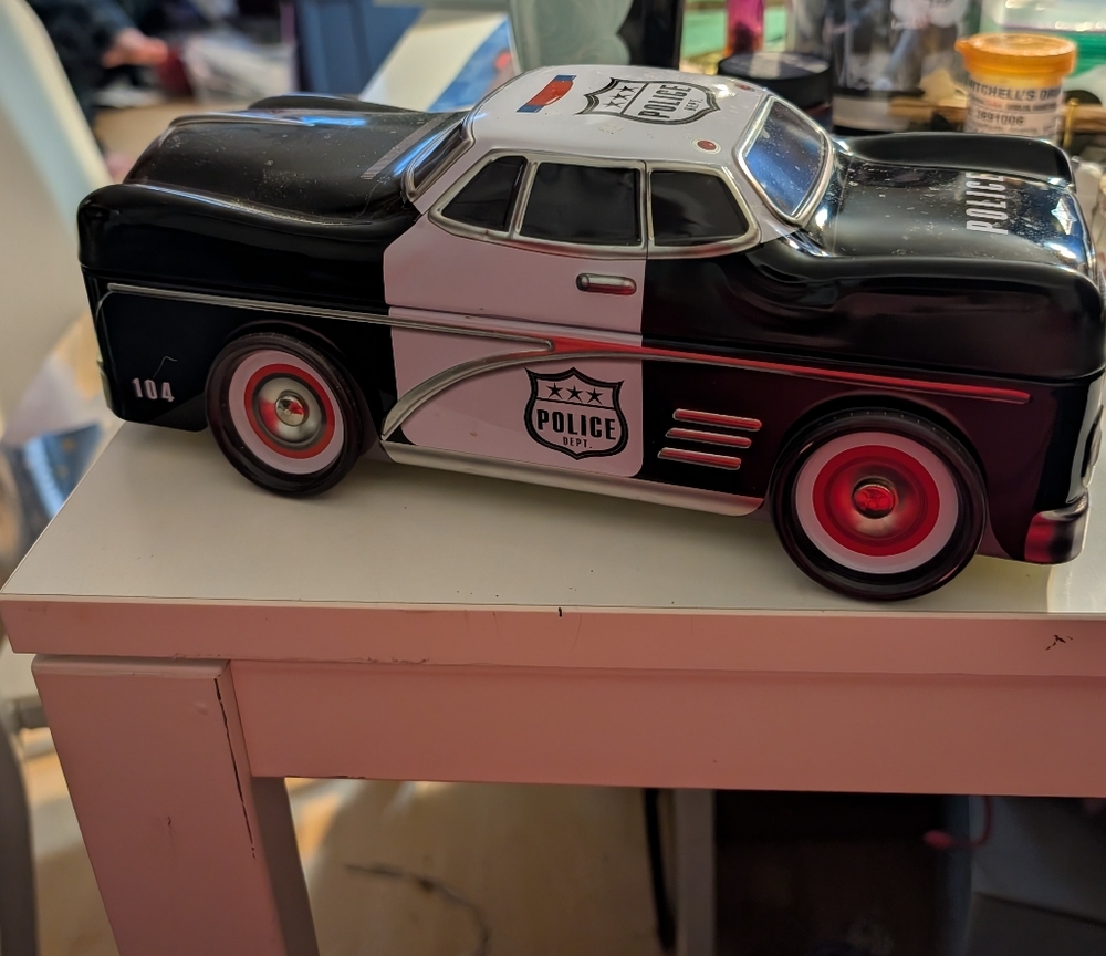 Classic Police Car Collectible Tin - Black and White